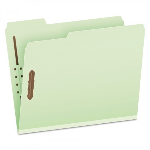 Pendaflex Heavy-Duty Pressboard Folders With Embossed Fasteners, 1/3-Cut Tabs, 2" Expansion, 2 Fasteners, Letter Size, Green, 25/Box