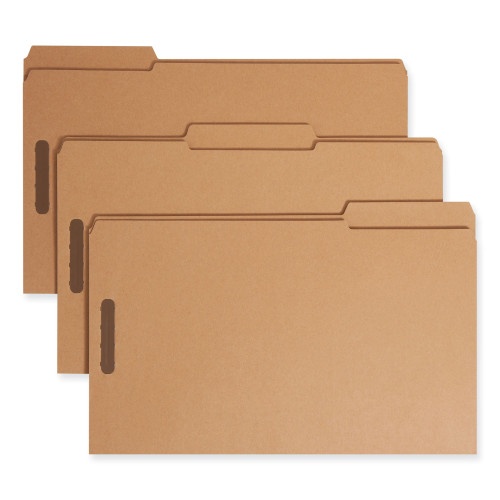 Smead Top Tab Fastener Folders - 1/3-Cut Tabs: Assorted, 0.75" Expansion, 2 Fasteners, Legal Size, Kraft Exterior - 50/Box