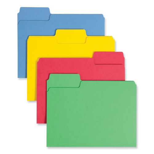 Smead Supertab Colored File Folders, 1/3-Cut Tabs, Letter Size, 0.75" Expansion