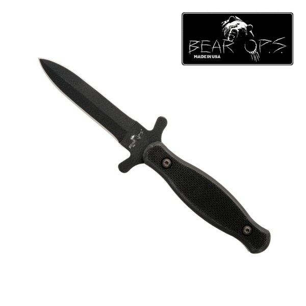 7 7/8 In. Black Textured G10 Double Edge Boot Knife W/Kydex® Sheath