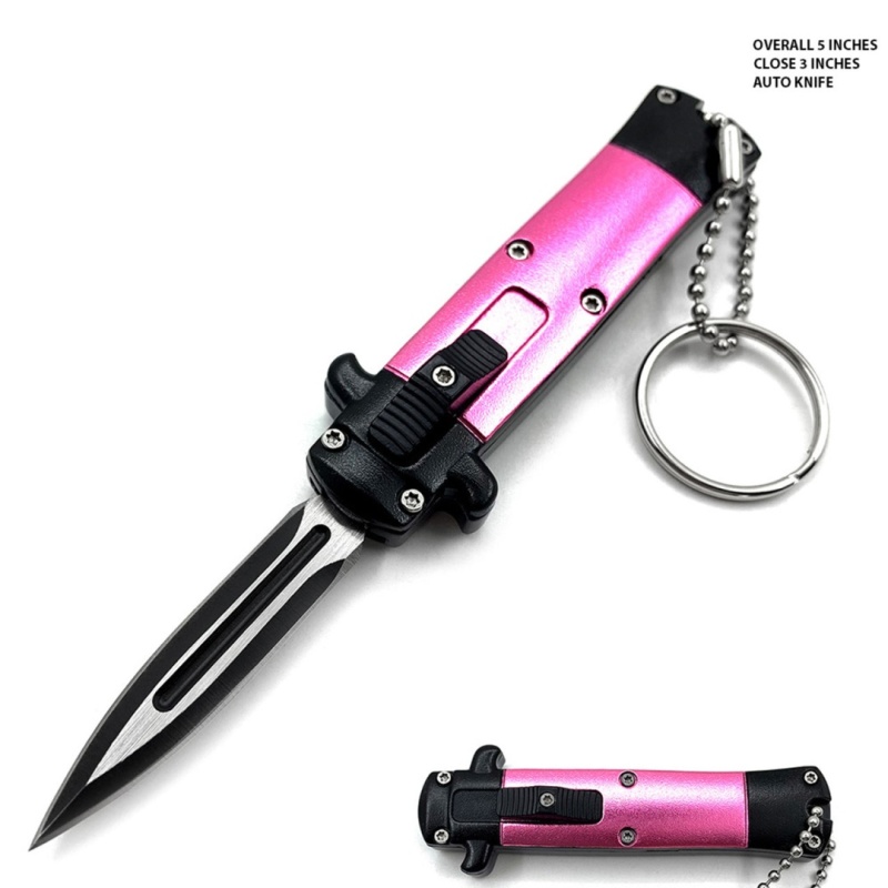 Mini Pink Key Chain Otf Knife Double Edge Blade