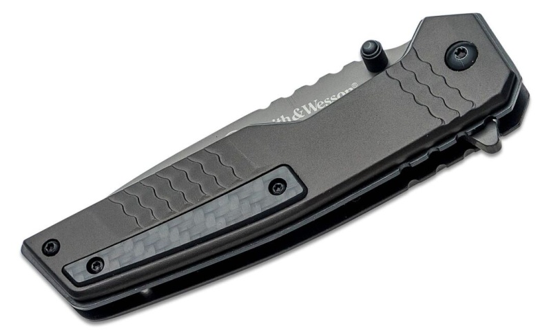 Spec Ops Carbon Assisted Flipper Knife 3.5" Gray Combo Tanto Blade