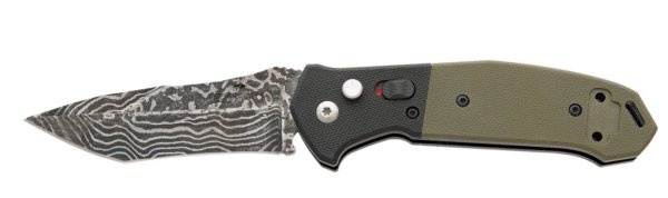 4 1/8 In. Bold Action V Black & Green Damascus Automatic