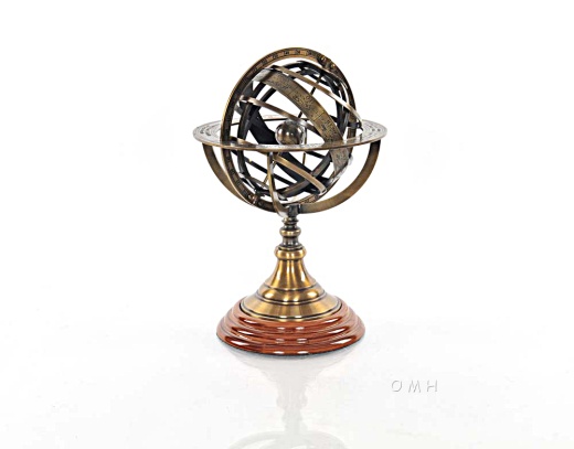 Armillary Sphere On Wood Base