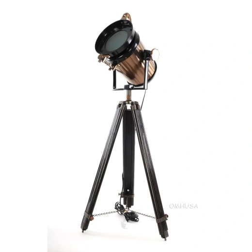 Alum/Steel Spot Light Wood Stand with Textured Glass