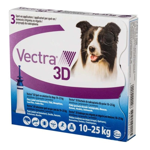 Vectra 3D Blue for Medium Dogs 21-55 Lbs (10-25 Kg) - 3 Doses