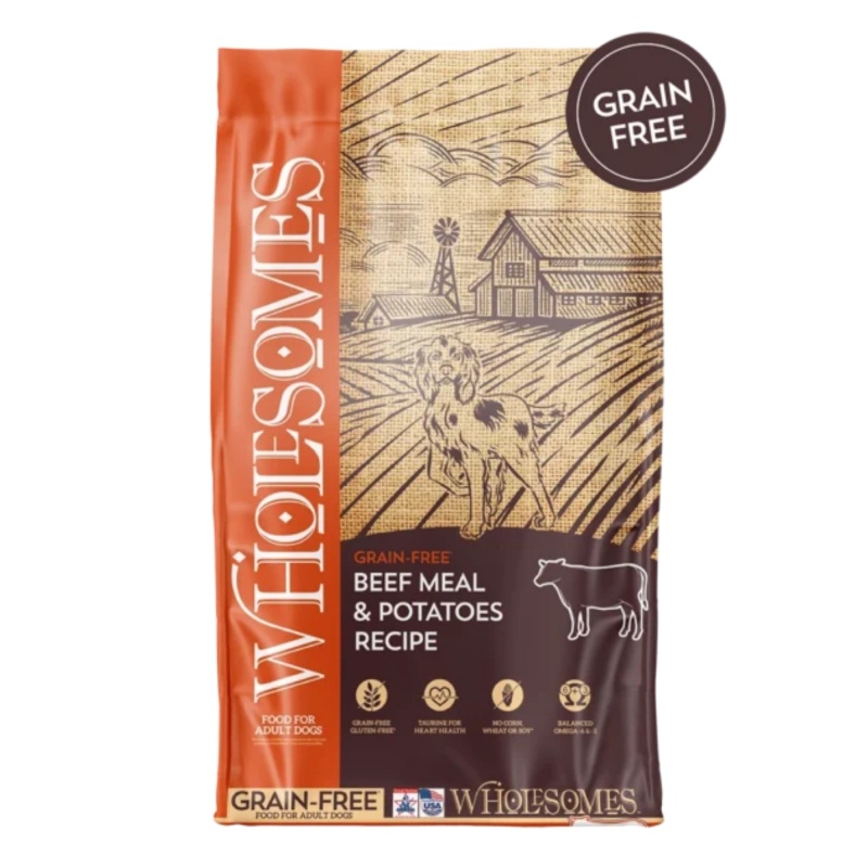 View of Wholesomes Grain Free Dry Dog Food Beef Meal & Potatoes 35Lb