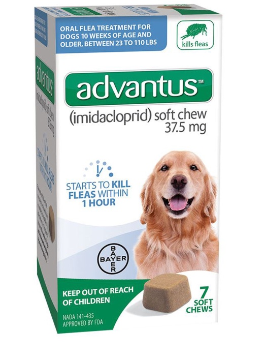 Advantus Dog Large 37.5Mg Soft Chew 7Ct - Fast and Effective Flea Treatment for Dogs