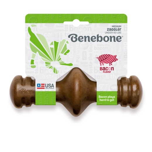 !Benebone Zaggler Durable Dog Chew Toy Bacon, 1Ea/Md