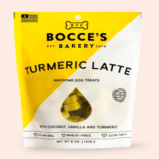 Bocces Bakery Dog Biscuits Tumeric Latte 5Oz - Natural Wellness Treats for Your Furry Friend