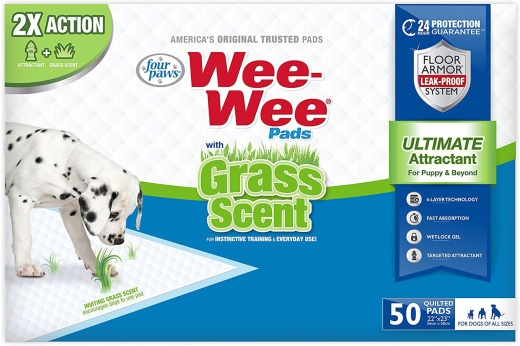 Four Paws Wee-Wee Grass Scented Puppy Pads 100 Count Standard 22" X 23"