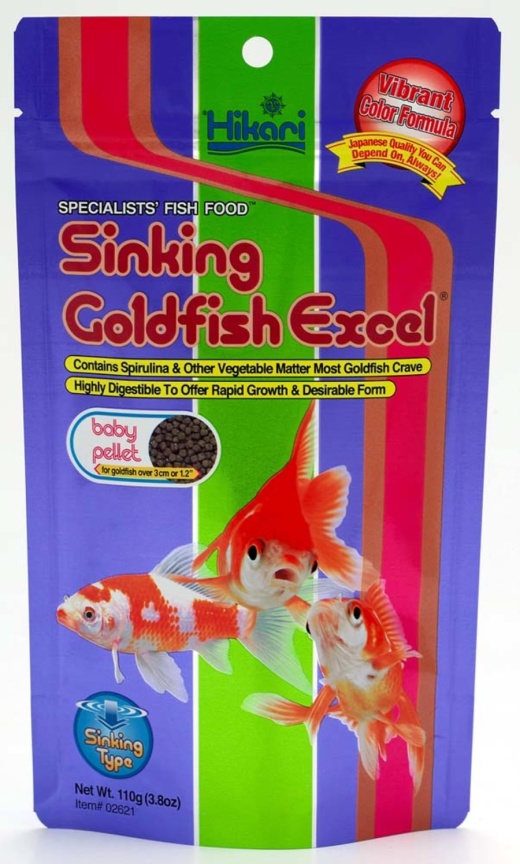 Hikari Usa Sinking Goldfish Excel Pellets Fish Food 3.8 Oz Baby