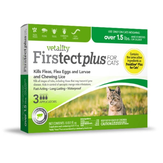 Vetality Firstect Plus Flea & Tick Treatment For Cats 1Ea/3 Ct