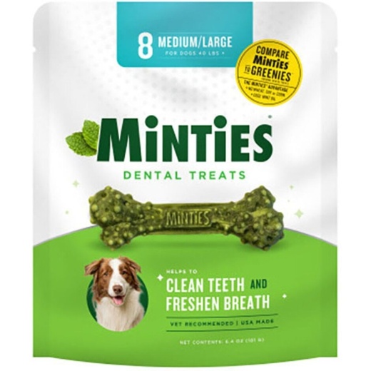 Vetiq Minties Dental Bone For Dogs Medium/Large 6.4Oz. - 8Count