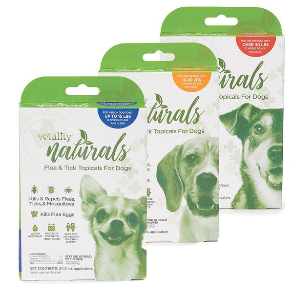 Vetality Naturals 3Month Flea & Tick Topicals For Dogs