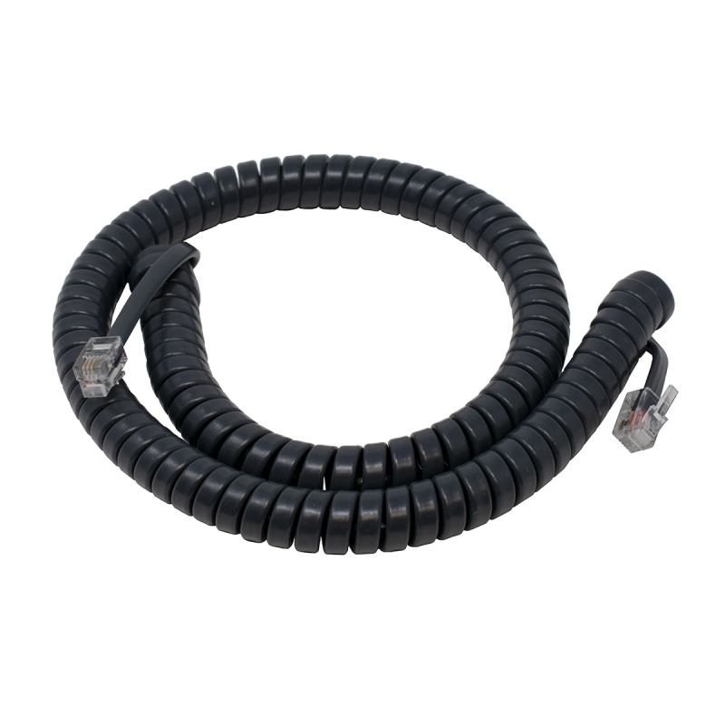 12' Charcoal Gray Coiled Handset Cord