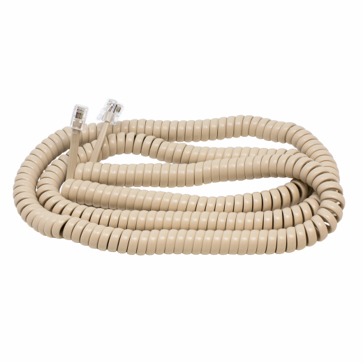 25' Ivory Coiled Handset Cord - Reliable and Durable Phone Accessory
