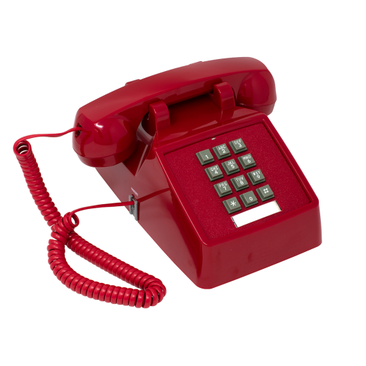 2500 Style Desk Phone with Keypad (Red) - Amplified Handset and Mechanical Bell Ringer