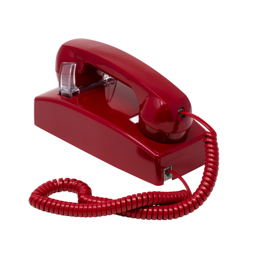 Red 2554 Style Wall Phone No-Dial with Amplified Handset