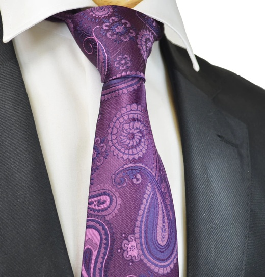 Paul Malone Purple Artisan Paisley Men's Tie - Contemporary Style