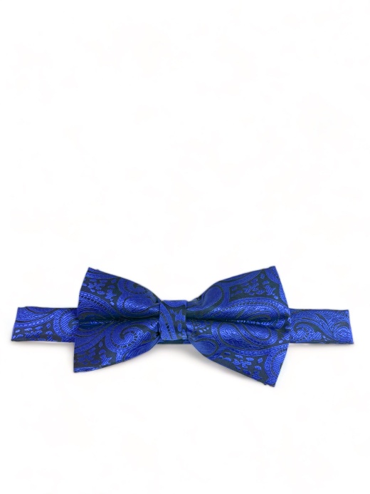 Classic Royal Blue Paisley Bow Tie - Pre-Tied
