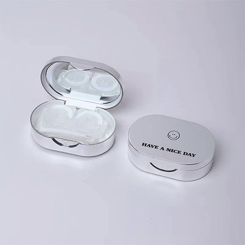 Trendy Reflective Silver Mirror Contacts Lens Storage Case