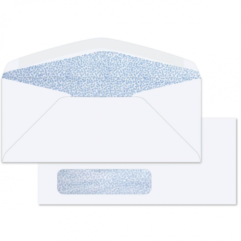 #10 Window Envelopes (No. 10) - 24# White Wove - Security Tint Blue (Diagonal Seam) - 2500 Pk