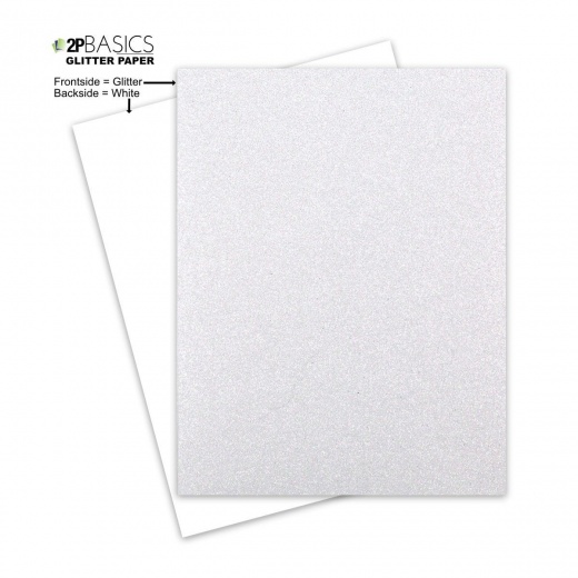 Glitter Paper - DIAMOND WHITE (1-Sided) 12-x-12 Paper (12PT Offset) - 50 PK