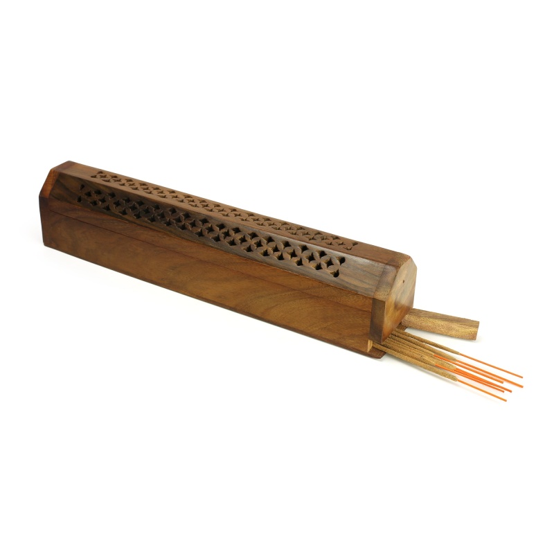 Incense Burner - Wooden Box With Storage - Decorative Jali Cover