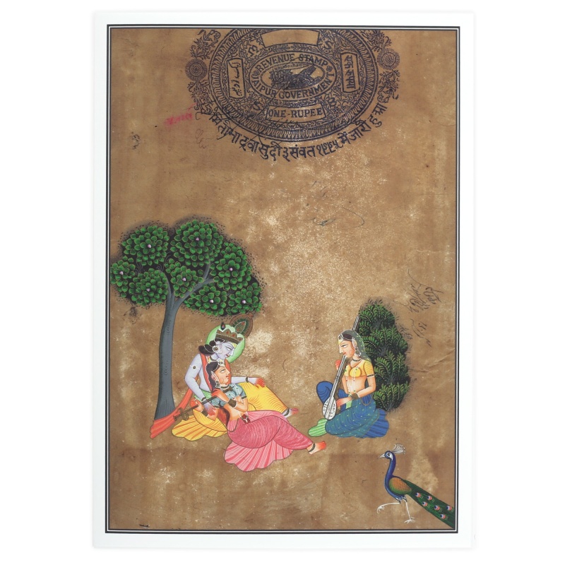 Greeting Card - Rajasthani Miniature Painting - Krishna With Gopis - 5"X7"