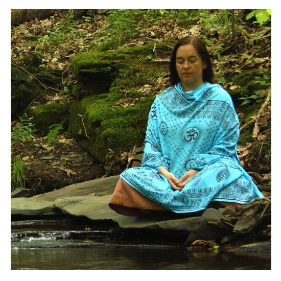Meditation Yoga Prayer Shawl - Mantra Om - Turquoise Large