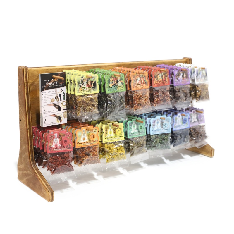 Wholesale Opening Bundle - Herbal Resin Incense - Display Rack With 7-Chakra And 6-Intention Complete Line 1.2 Oz (34G) Bags - 78 Packs