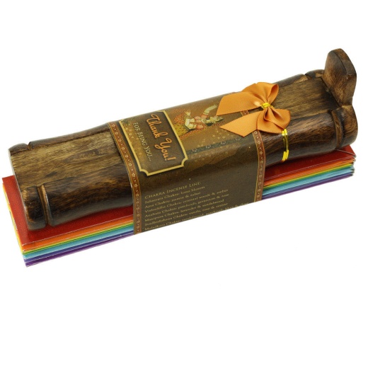 Incense Gift Set - Bamboo Burner & 7 Chakras Incense Sticks