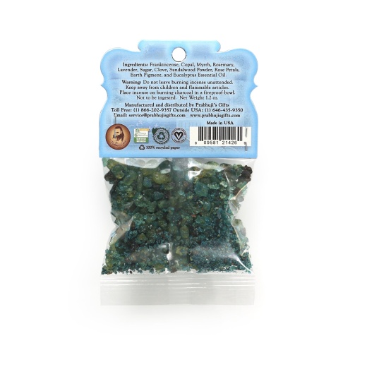 Prabhuji's Resin Incense Throat Chakra Vishuddha - Communication And Responsibility - 1.2Oz Bag