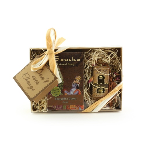 Gift Set - Saucha Bar Soap 'Energizing Cocoa' And Attar Oil 'Prema'