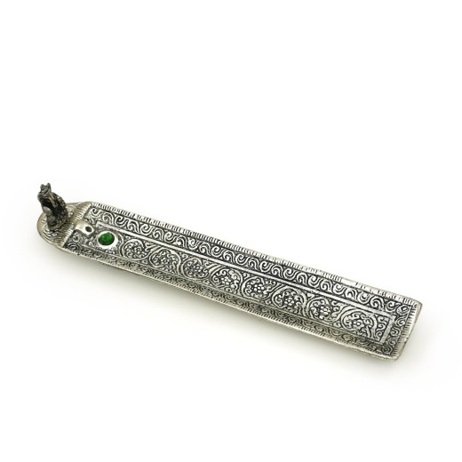 Ornate Metal Ganesh Rectangular Incense Burner