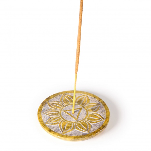 Soapstone Plate Solar Plexus Chakra Manipura Incense Burner - Prabhuji's Gifts