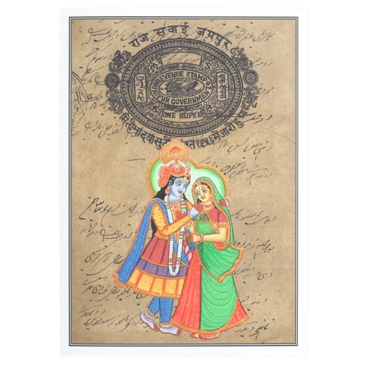 Rajasthani Miniature Painting Greeting Card - Radha Govinda Standing