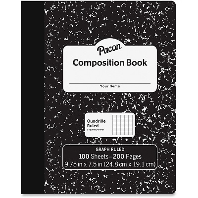 Pacon Composition Book, Quadrille Ruled, Black