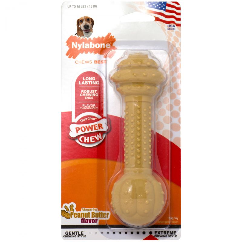 Power Chew Barbell Peanut Butter Dog Toy