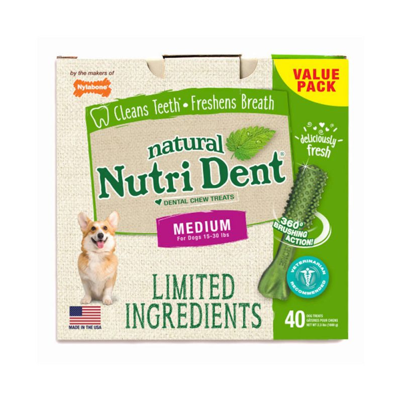 Nutri Dent Limited Ingredient Dental Chews Fresh Breath Medium 40 Count