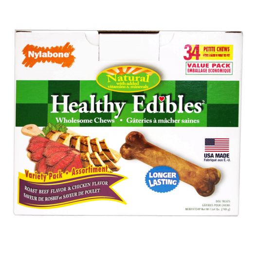 Healthy Edibles Longer Lasting Roast Beef And Chicken Treats Petite 34 Count - Nylabone
