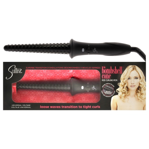 The Bombshell Cone Rod Curling Iron - Black by Sultra for Unisex - 1 Inch Curling Iron