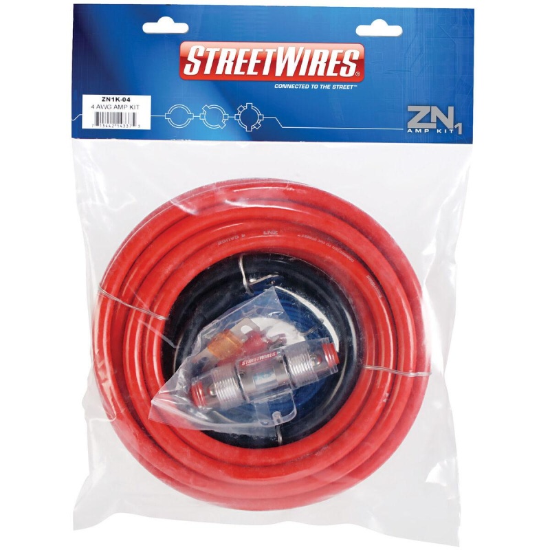 Streetwires Zn1k-04 Zeronoise 1 Series 4 Awg Amp Kit Red/Black