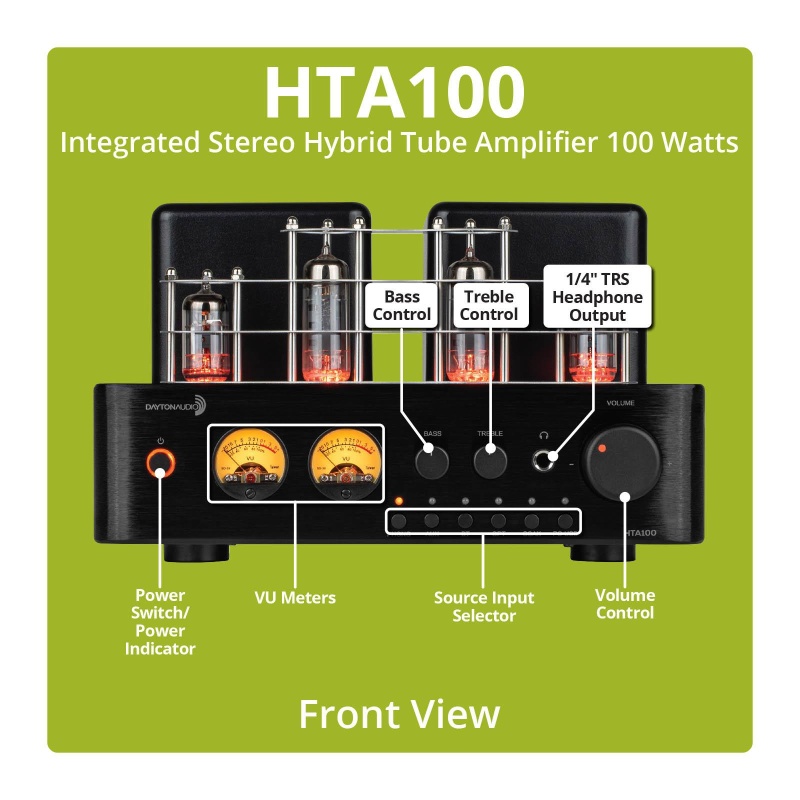 Dayton Audio Hta100 Integrated Stereo Hybrid Tube Amplifier 100 Watts