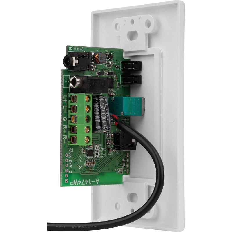 In-Wall Stereo Audio And Bluetooth Receiver Wall Plate