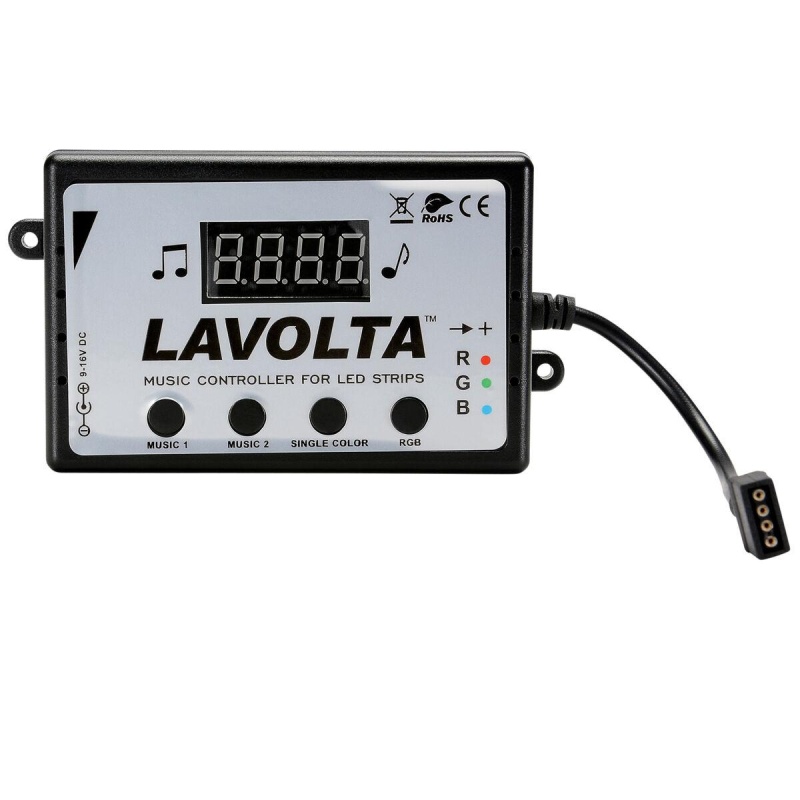 Lavolta Kit2 300 Led 16 Ft. Tape Lighting Strip 12 Vdc Waterproof Ip65 Music Control 6A Psu