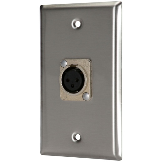 Pro Co WP1042 XLR Female Stainless Steel Metal Wallplate Single Gang