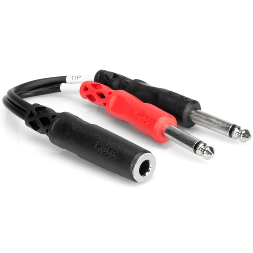 Hosa YPP-136 1/4" Female TRS to Dual 1/4" Male TS Stereo Breakout Adapter Cable 6"