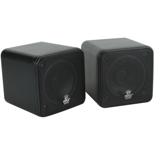 Pyle Pcb4bk 4" 200 Watt Mini Cube Speaker Pair Black